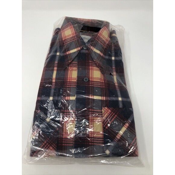 NEW NOS Sir Guy Long Sleeve Plaid Shirt MADE IN USA Rare 14.5 Small Red Blue - Picture 7 of 8